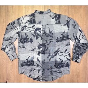 Goouch Mens Vintage Silk Linen Abstract Floral Print Button Down Shirt Grey L